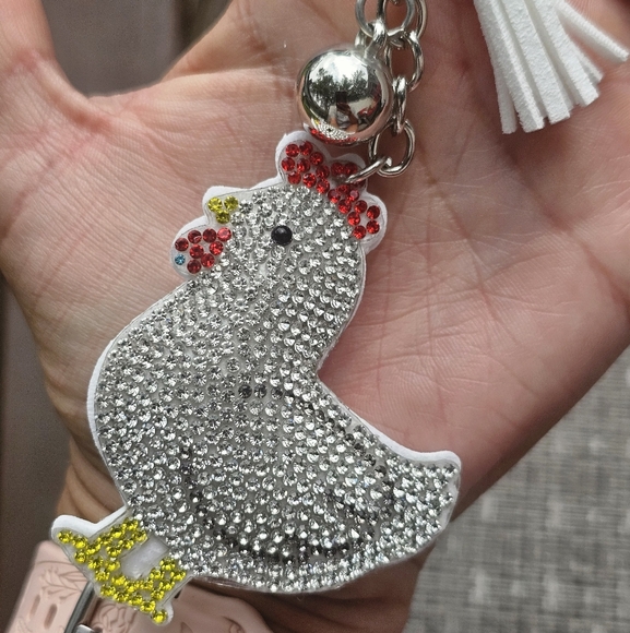 Sparkling Chicken Keychain with Tassel-NWOT - Picture 6 of 6
